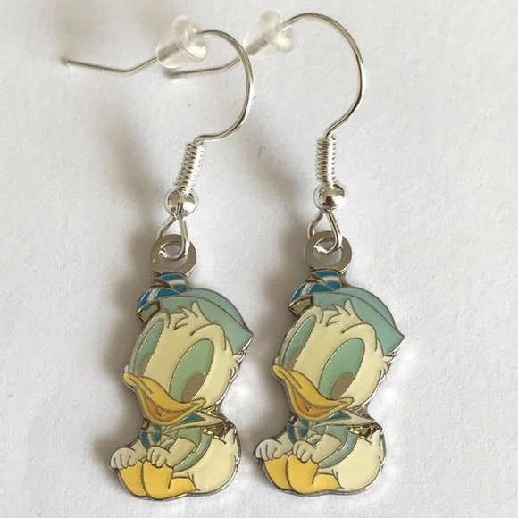 Vintage Disney Donald Duck Earrings Disneyana Signed Charms Disney Babies - Picture 6 of 11